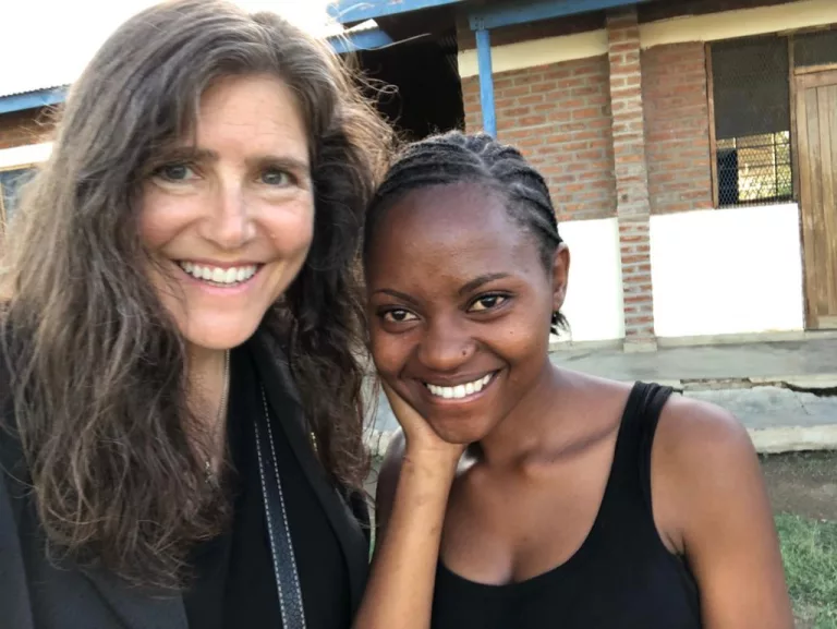 Liz Fanning and a volunteer from Malawi